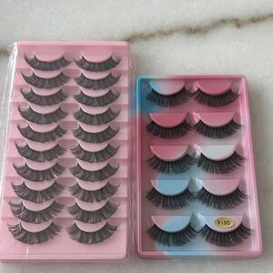 2 Sets of Black False Eyelashes. Cluster and strip. Brand new